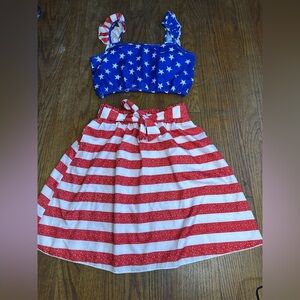 Red White And Blue Fourth Of July Skirt And Top Set Size 12Y
